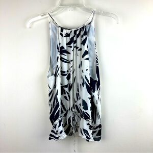 Parker silk black & white tank drawstring size small blouse